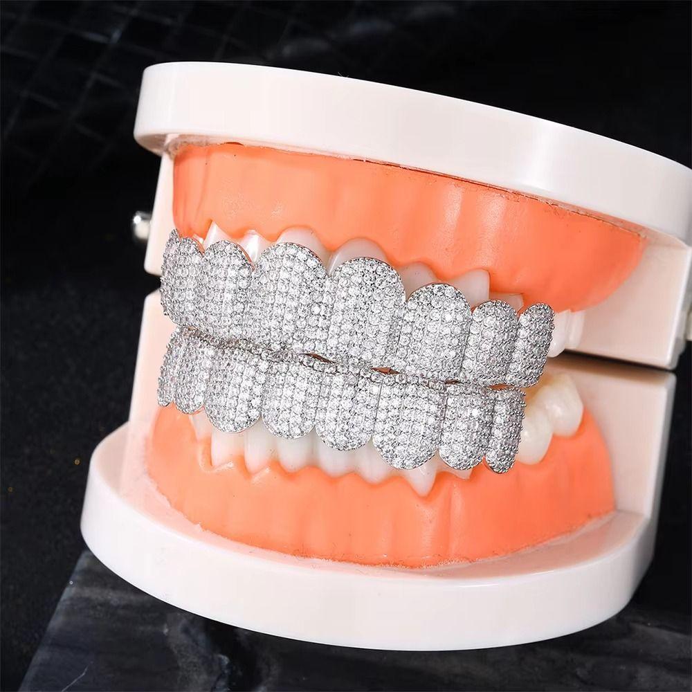 Removable Design Hiphop Teeth Grillz Top & Bottom Set Charm Teeth Grillz Dental Crown
