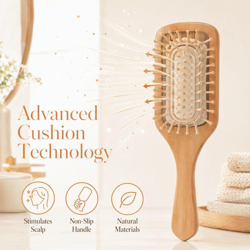 Keratin Oil Infused Detangling Paddle Brush Ergonomic Handle Hair Styling Tool  Blow Drying