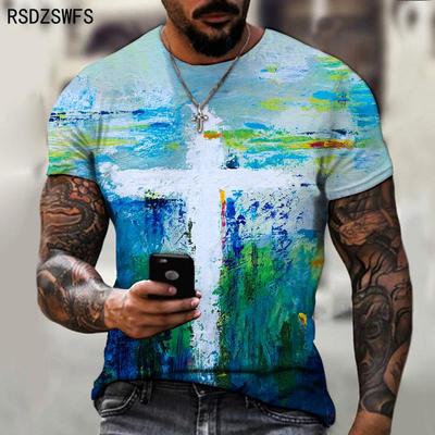 Футболка с принтом Jesus Cross Street Graffiti Style для мужчин, модная одежда для отдыха с коротким рукавом, свободные футболки для мужчин