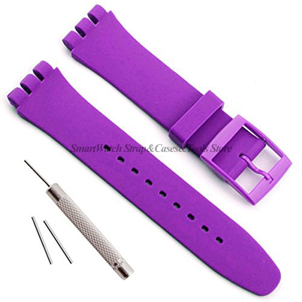 Мягкий силиконовый ремешок 12мм 16мм 17мм 19мм 20мм для Swatch, разноцветный прозрачный ремешок для часов, сменный ремешок, с инструментом