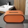 Paper Box Light Luxury High-End Living Room Creative Oval Leather Tissue Box Bedroom Desktop Napkin Storage Box