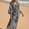 YYFS Женская мода, лето, весна, принт зебры, повседневные платья с длинным рукавом и v-образным вырезом