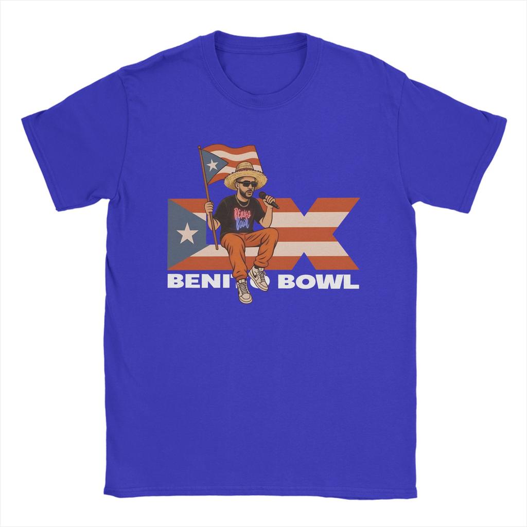 Bad Bunny Puerto Rican Flag Benito Bowl  TShirt Beach Novelty T Shirts Unisex Cotton O Neck Oversize Clothing ShortSleeve Tshirt