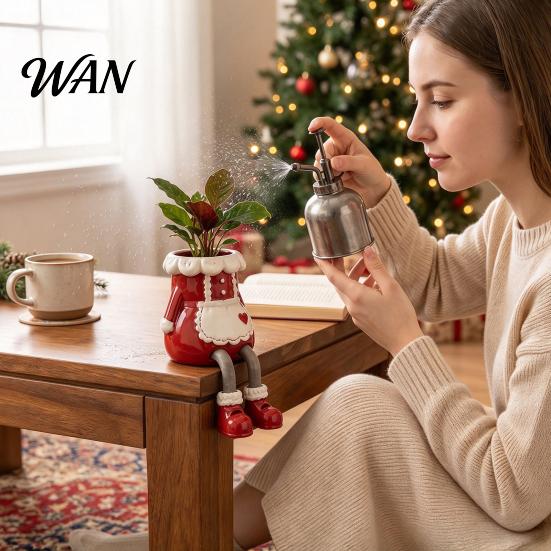 Decorative Flower Vases for Home Christmas Resin Flowerpot, Unique Festive Floral Container, Indoor Plant Pots Artificial Arrangement Vase Decor