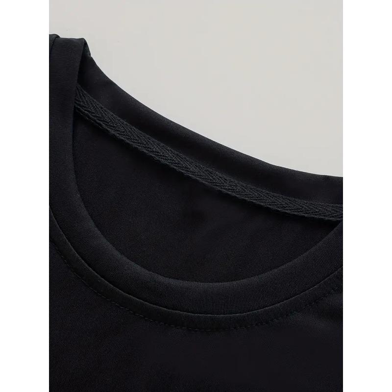 Европейские размеры Мужская повседневная футболка с круглым вырезом и принтом черного кота, Небольшая эластичность, Обычная посадка, Легкая летняя футболка