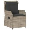 Garden Chair with Cushions 2 Pcs. Adjustable Light Gray Poly Rattan