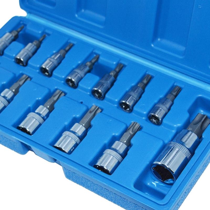 Набор бит-головок Torx T8-T60 из 13 предметов для профессиональных механиков и DIY-проектов по ремонту дома 1/4 дюйма 3/8 дюйма 1/2 дюйма