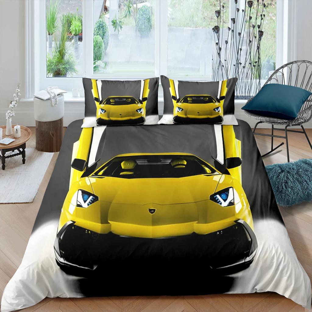 Постельное белье с принтом Hyper Car: пододеяльник и наволочка, комплект для кровати, односпальный, двуспальный, Twin, Full, Queen, King, 2/3 шт., полиэстер, чехол на одеяло