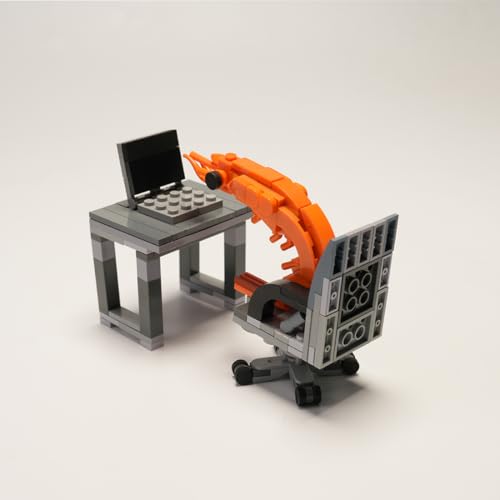 Hardworking Shrimp Building Block Set: 155-Piece Mini Block Set with Computer Desk - Creative Assembly Toy Desktop Figurine for Workaholics Office