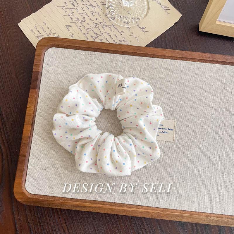 Мягкая вязаная коллекция Осень Зима Милый scrunchie В горошек Цветочный