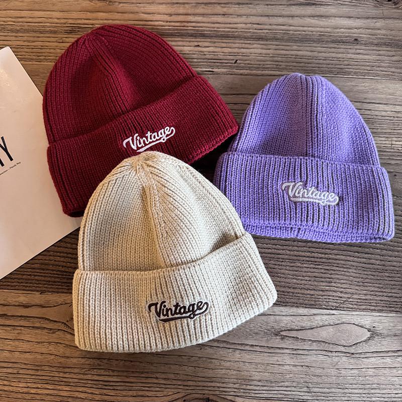 Embroidery Letter Fashion Neutral Casual Warm Knitted Hat For Autumn Winter And