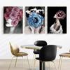Pretty Woman With Flower Canvas Painting Wall Art For Living Room Portrait Home Decor Aesthetic Crafts Indoor No Frame