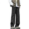 Homlean American-Style Outdoor Cargo Pants for Men, Spring And Summer Loose Wide-Leg Functional Straight Waterproof Trousers HT02 Khaki M