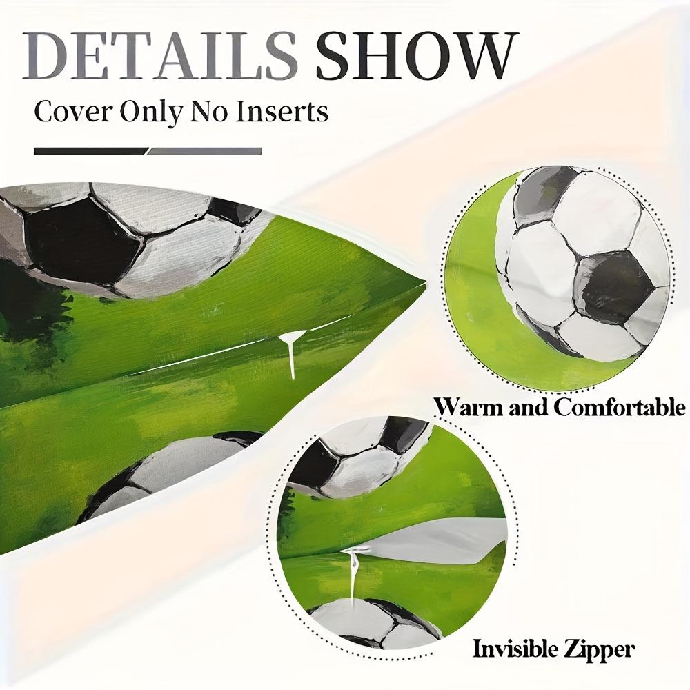 Football Print Pillowcase 2D Soft Black White Green Zipper Home Decor