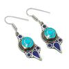 Turquoise Lapis Lazuli Gemstone Earrings Tibetan Handmade Jewelry 2.3" NE 5350