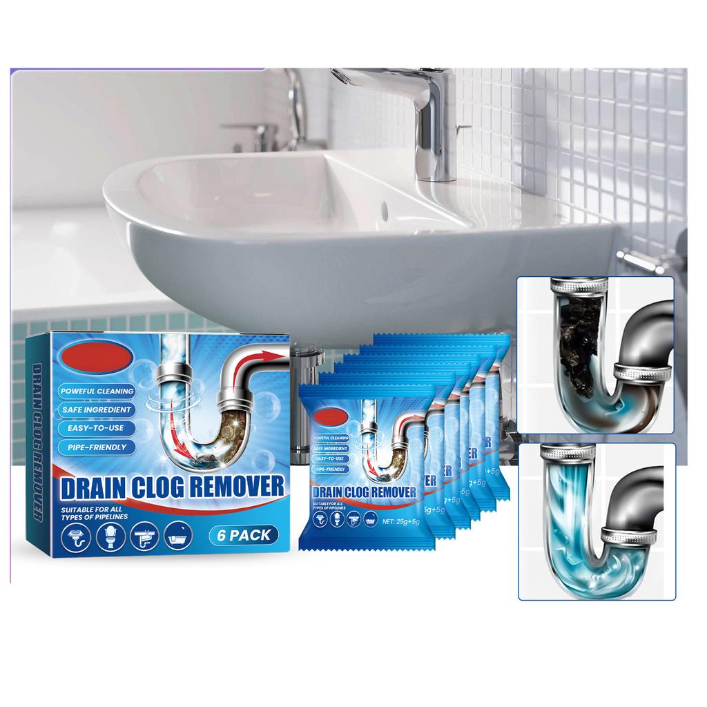 6 шт./коробка Средство для растворения засоров волос в сливе Очиститель слива Дезодорирующий порошок Против засоров Порошок для прочистки труб Растительные экстракты