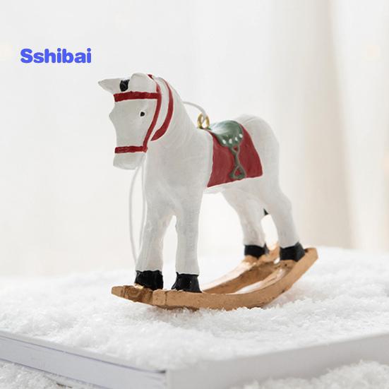 Рождественский кулон в стиле ретро, ​​милый цветной 3D мультяшный лошадка-качалка, подвесное украшение из смолы для рождественской елки