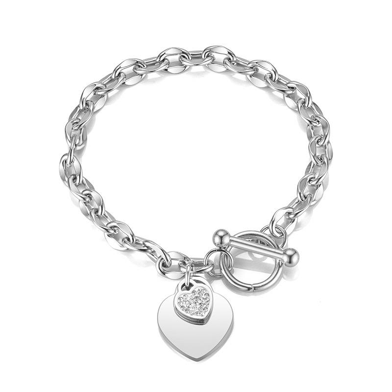 Европейский и американский браслет-сердце из нержавеющей стали, нишевый дизайн, универсальная застежка OT, титановая сталь, для женщин