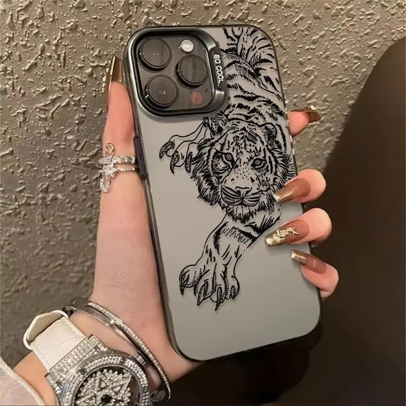 Чехол для iPhone 16 Pro с тигром 15/14/13 Лазерный 12 Apple 11 Xs Max/plus