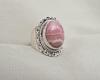 Rhodochrosite 925 Sterling Silver Ring: October Birthstone, Boho Vintage Style