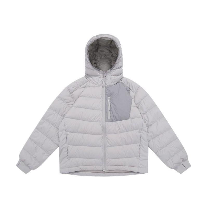 3M Outdoor Lightweight Down Jacket Winter Retro Mountain Style Water-Resistant Color Block Hooded Hiking
