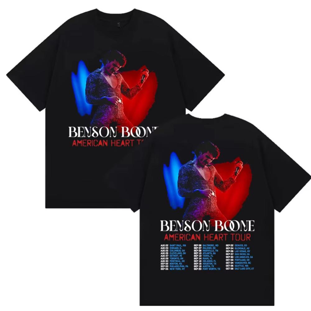 Benson Boone American Heart Tour 2025 Merch T Shirts Male Hip Hop Gothic Short Sleeve Tshirt Unisex Women Cotton Tshirt Streetwear