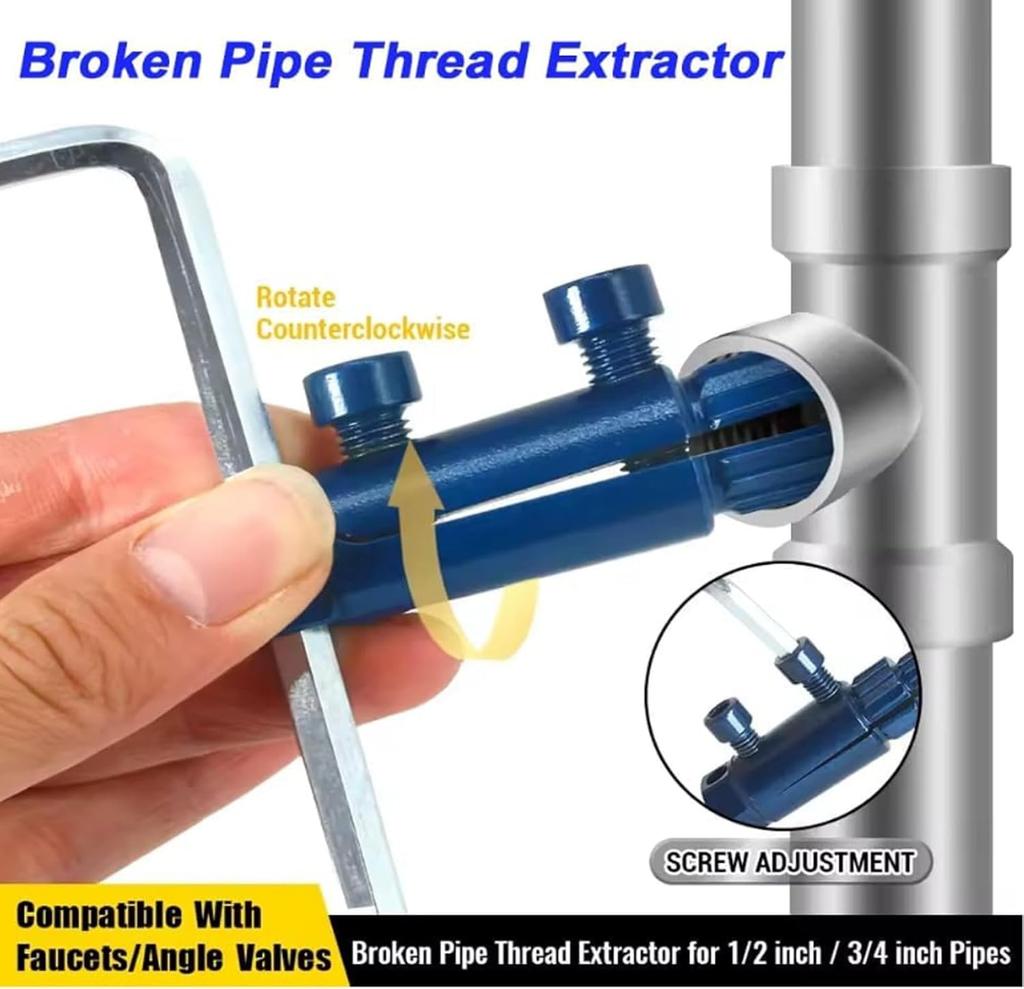 Broken Pipe Head Screw Extraction Faucet Angle Valve Broken Wire Extractor for 1/2 inch 3/4 inch Thread Removal Tools