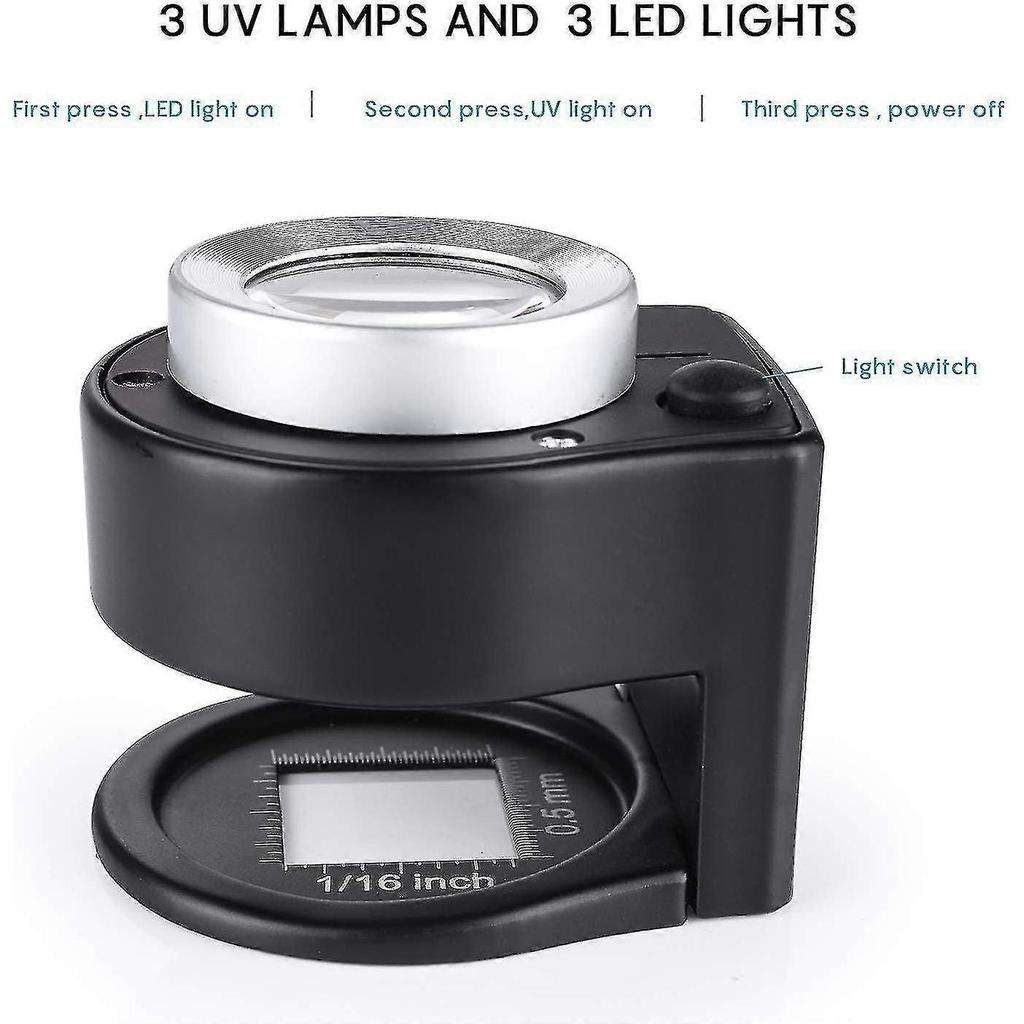 30X Loupe Magnifier USB Rechargeable 6 Lights Portable Metal Eye Loupe Sewing Magnifying Dlass for Textile Optical Jewelry Tool Coins less
