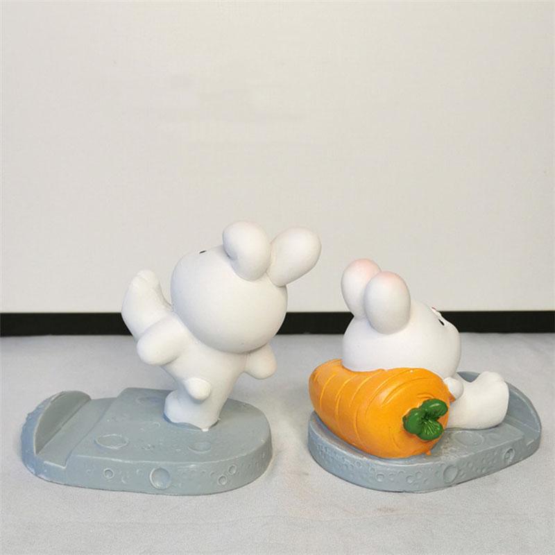 Подставка для мобильного телефона в виде милого кролика из мультфильма, настольное украшение из смолы, милый кролик, кронштейн для мобильного телефона, пасхальные статуэтки, подарок