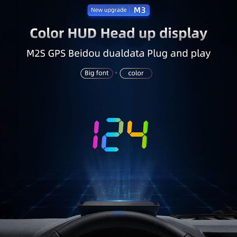 Автомобильный проектор на лобовое стекло Цифровой HUD скорости Цветной спидометр Head Up Display Км/ч Plug And Play GPS Для грузовых автомобилей