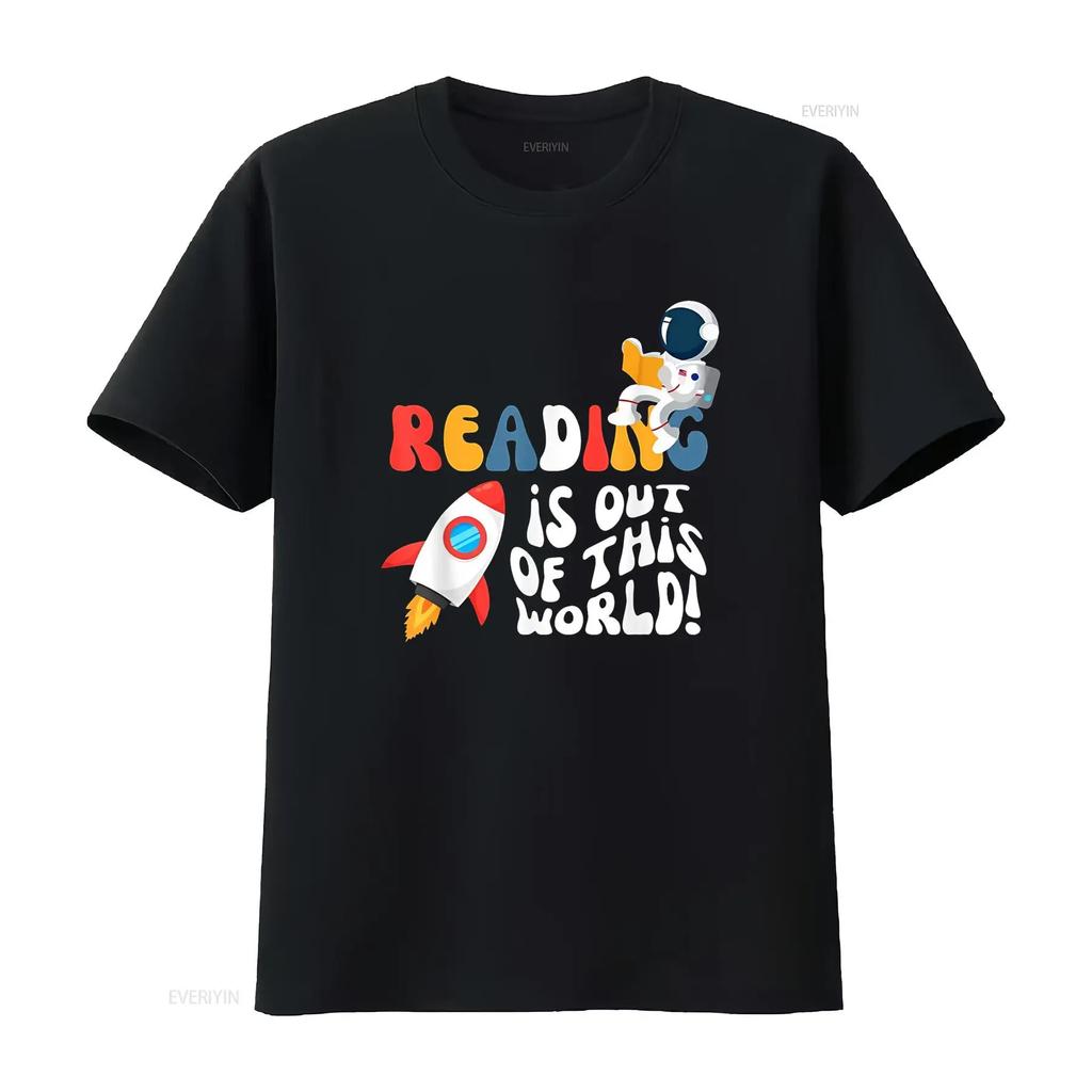 Reading is out of this World Space Book Lover Teacher T Shirt vintage Washed fashion Breathable Versatile Slightly Soft