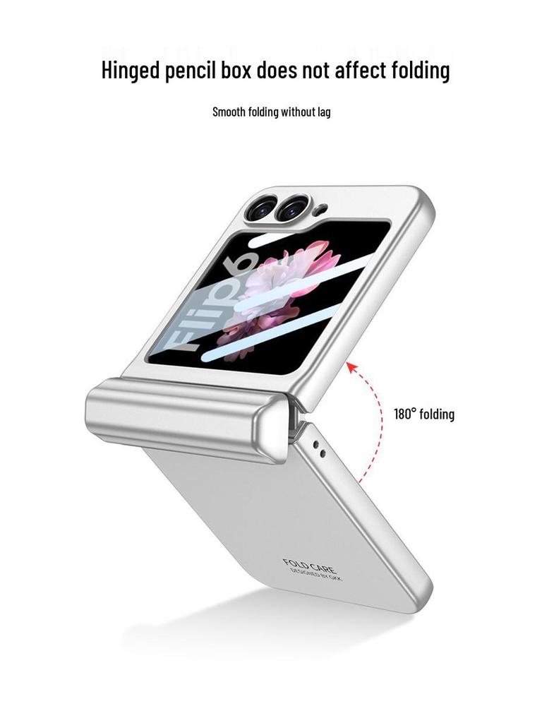 Магнитный чехол-пенал для Samsung Z Flip6: Стильный держатель со складной защитой экрана и прочным жестким корпусом
