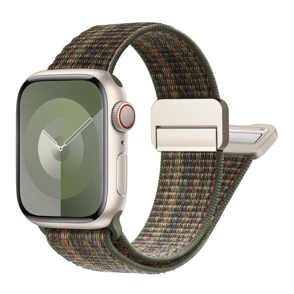 Nylon Loop Strap for Apple watch band 40mm 45mm 44mm 49mm 41mm 38mm 42mm Magnetic bracelet iWatch series 9 8 7 6 5 3 ultra 2 se