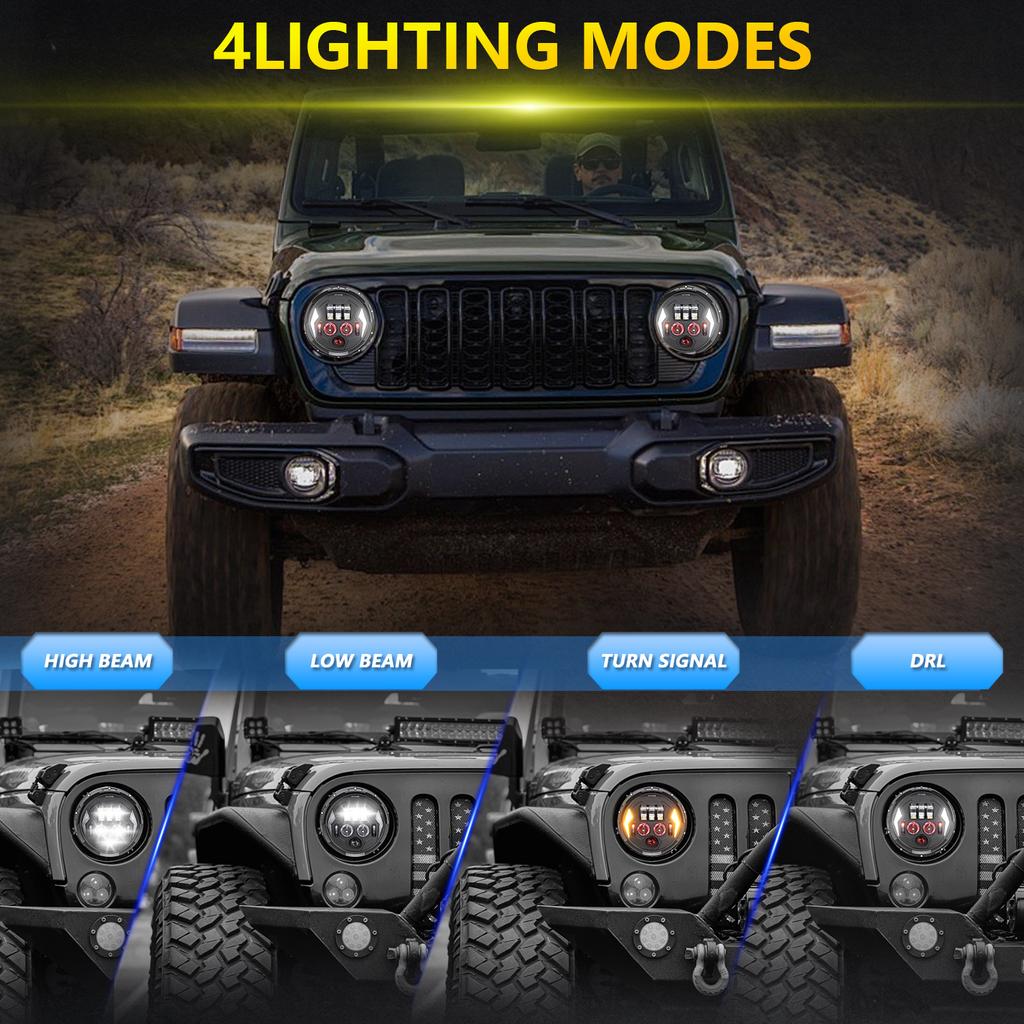 R8 7-дюймовая светодиодная фара IP67 водонепроницаемая внедорожная фара "Дьявольский глаз" ДХО лампа указателя поворота