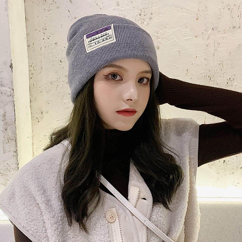 Autumn Hat Female Winter And Warm Candy Color Knitted Hat Japanese Wild Big Face Was Thin Woolen Hat Student