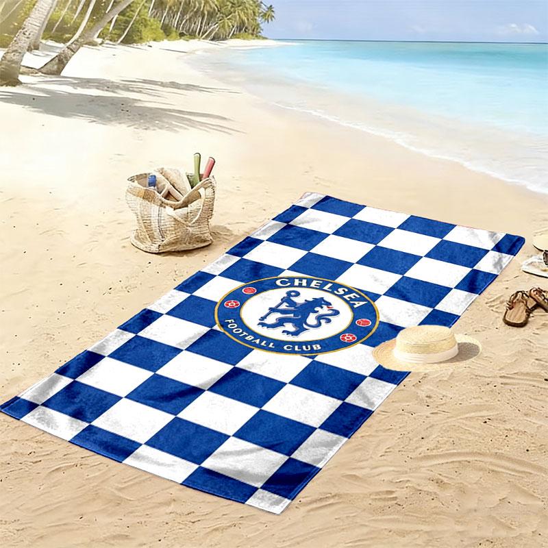 Chelsea F Print Beach Towel, Large Soft Quick Dry Towel for Beach Camping Swimming