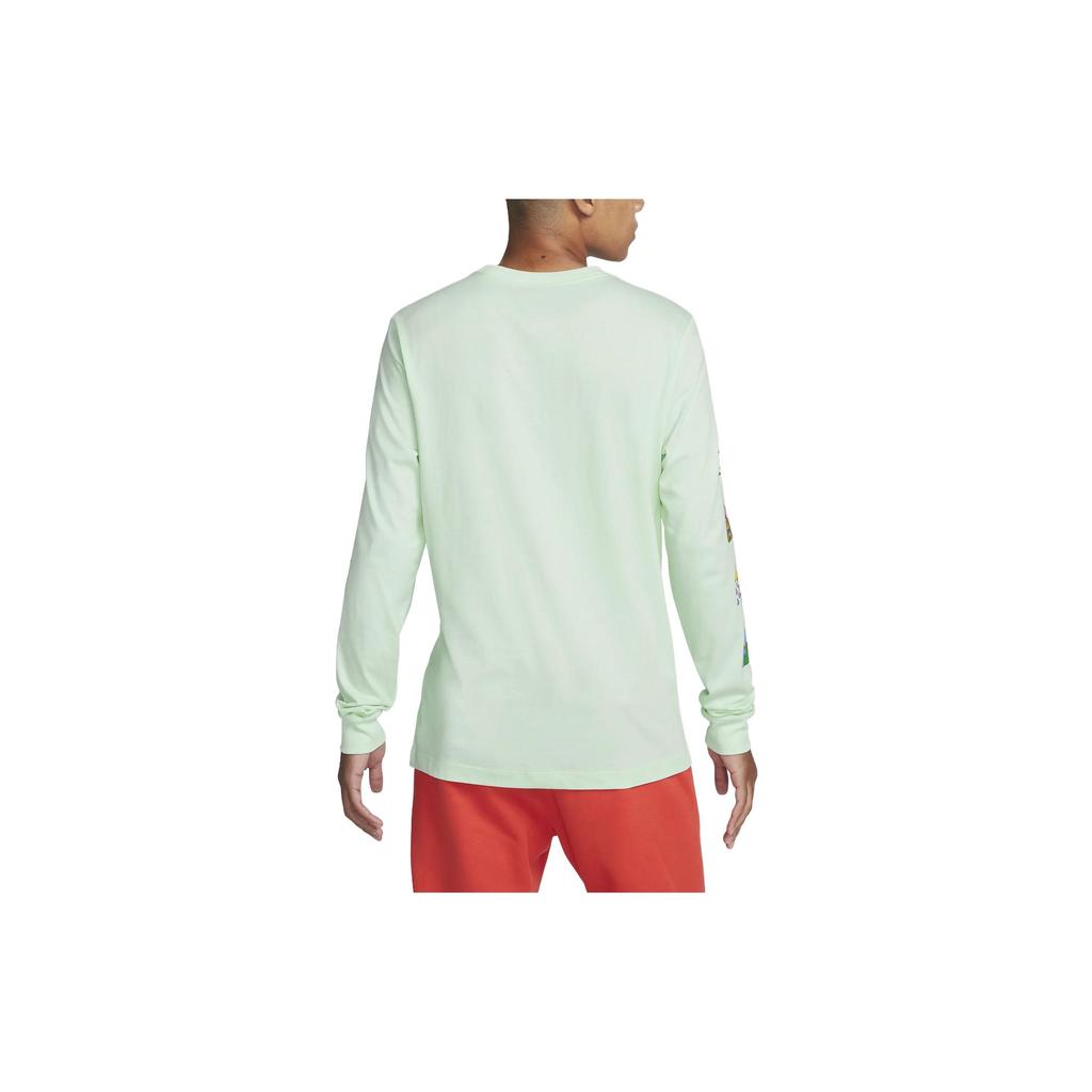 Nike Sportswear Letter Logo Print Round Neck Long Sleeve T-Shirt Men Tops Mint-Green DX1051-379