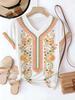 2026 Women's V-Neck T-Shirt Vintage Ethnic Graphic Short Sleeved Tops Daily Wear 3D Print Tees Summer Elegant Female Clothing
