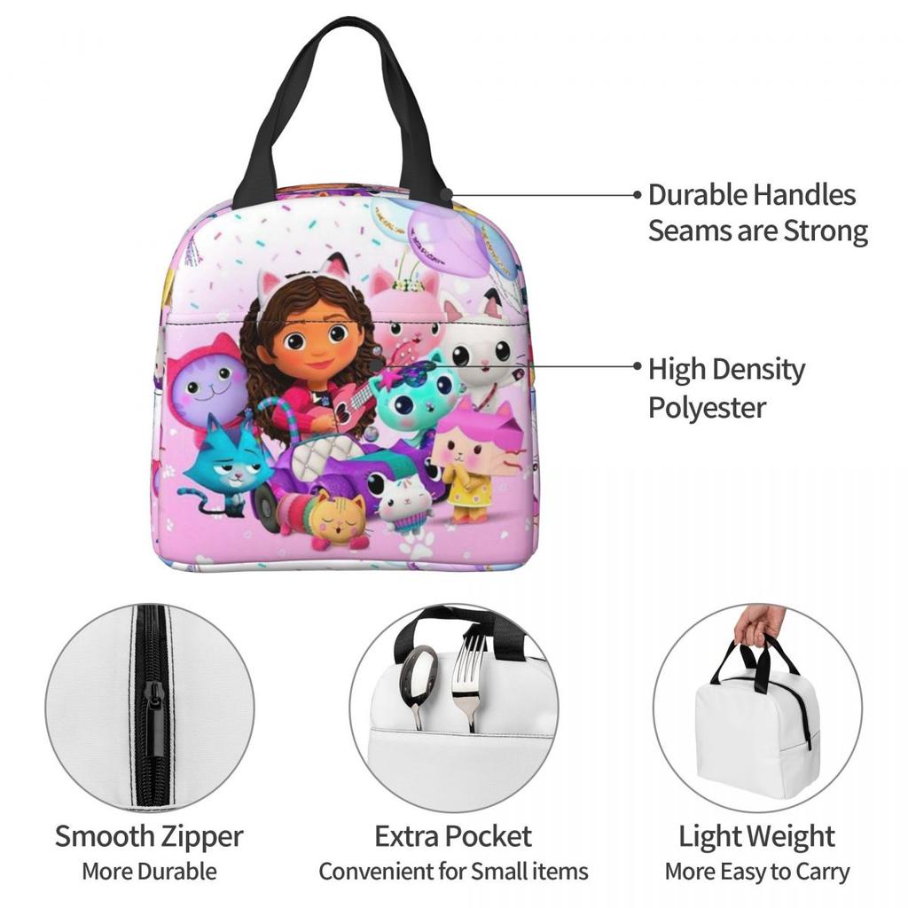 G-Gabbys Dollhouse Insulated Lunch Bag for Kids School Cooler Thermal Food Box Tote Portable Lunch Boxes Container