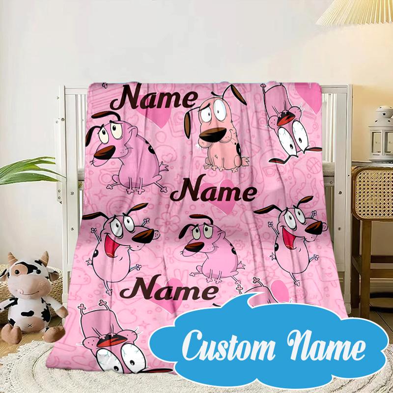 Custom Name Pink Cartoon Characters Blanket bed sofa Blanket Flannel Blanket for Camping, Hiking, Picnic Essentials,gift for Fan family