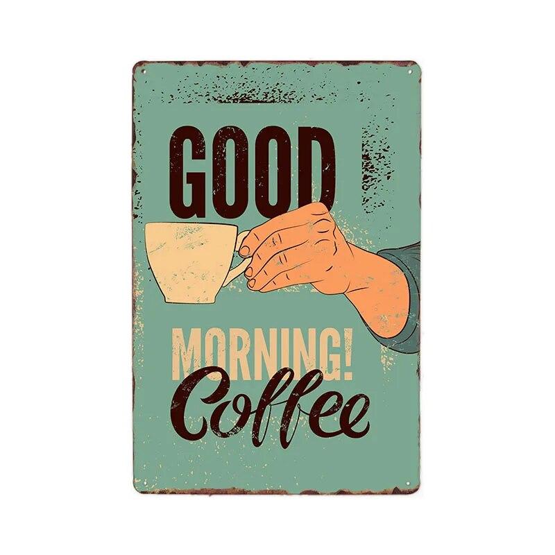 Retro Metal Coffee Tin Signs Cafe Shop Plaque Vintage Bar Pub Wall Decorative Poster Home Decor 20x30cm