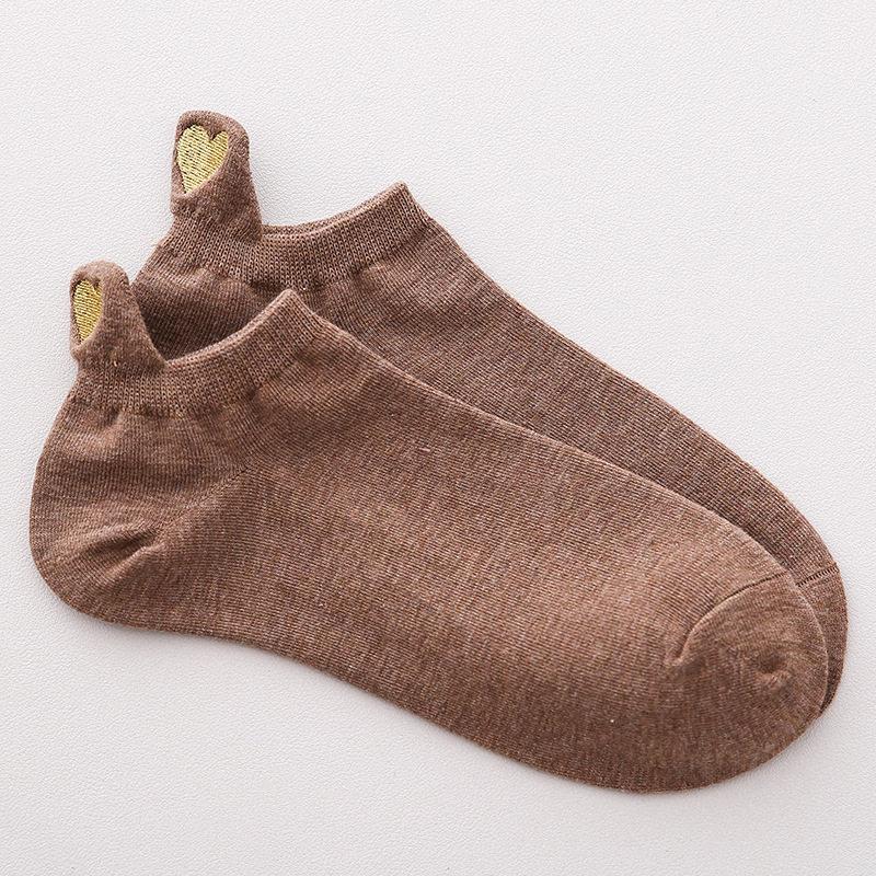 Cute Embroidery Love Heart Socks Fashion Funny Sokken Heel With Glitter Gold Silk Red Heart Ankle Socks Dropship