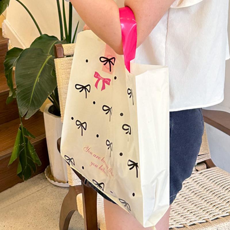 5/10 шт. Сумка-бабочка с узлом, мультяшная сумочка, утолщенная прозрачная сумка, прочный пластиковый пакет, многоразовый подарочный пакет, сумка для хранения 25x30x9 см