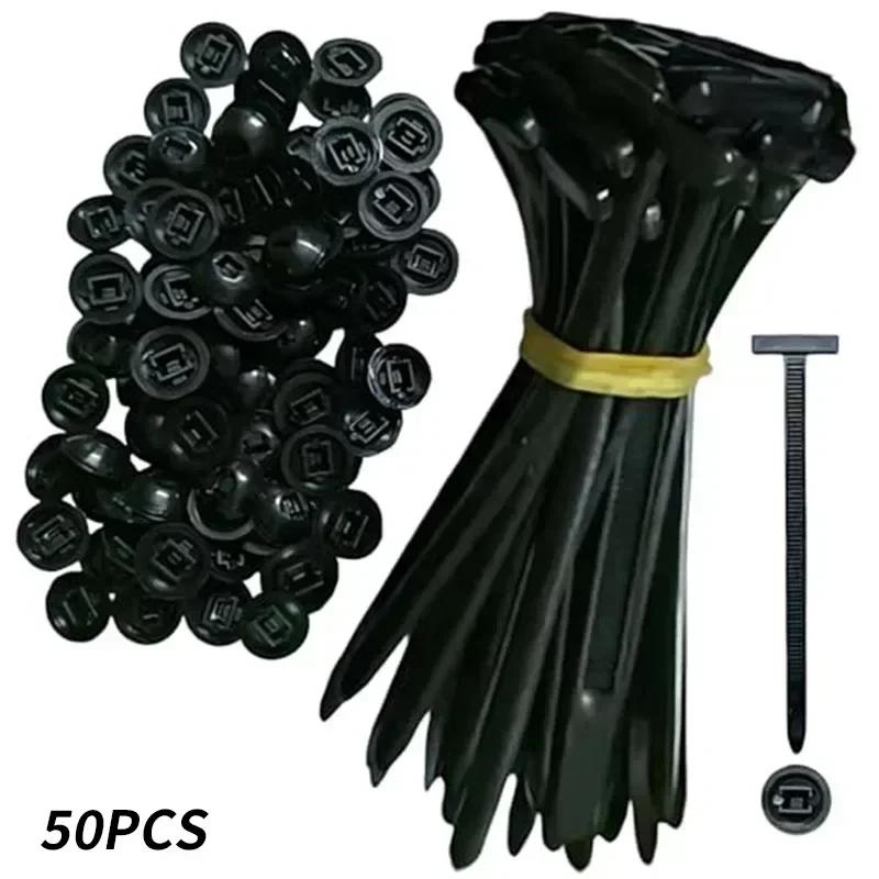 100/20PCS Nylon Cable Tie Buckle Heavy Duty Self-Locking Zip Ties Holder with Pin Fasteners Car Body UV Resistant Zipties