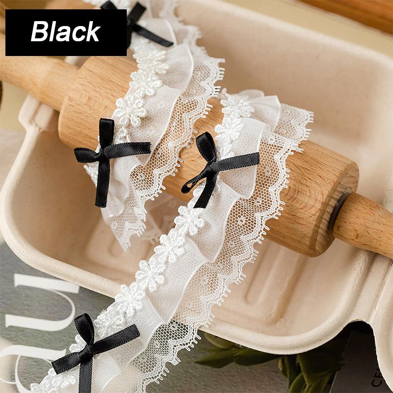 1 ярд Кружевные края Ручная работа Двухслойное кружево Аксессуары для одежды Кружево с бантом-бабочкой Милая DIY Лента Отделка Лента 3,8 см шириной