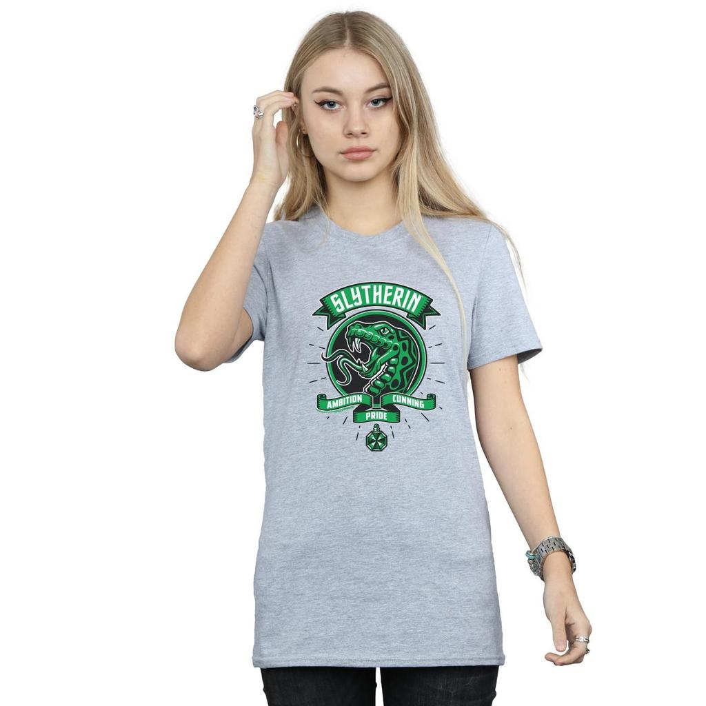 Harry Potter Womens/Ladies Slytherin Toon Crest Cotton Boyfriend T-Shirt
