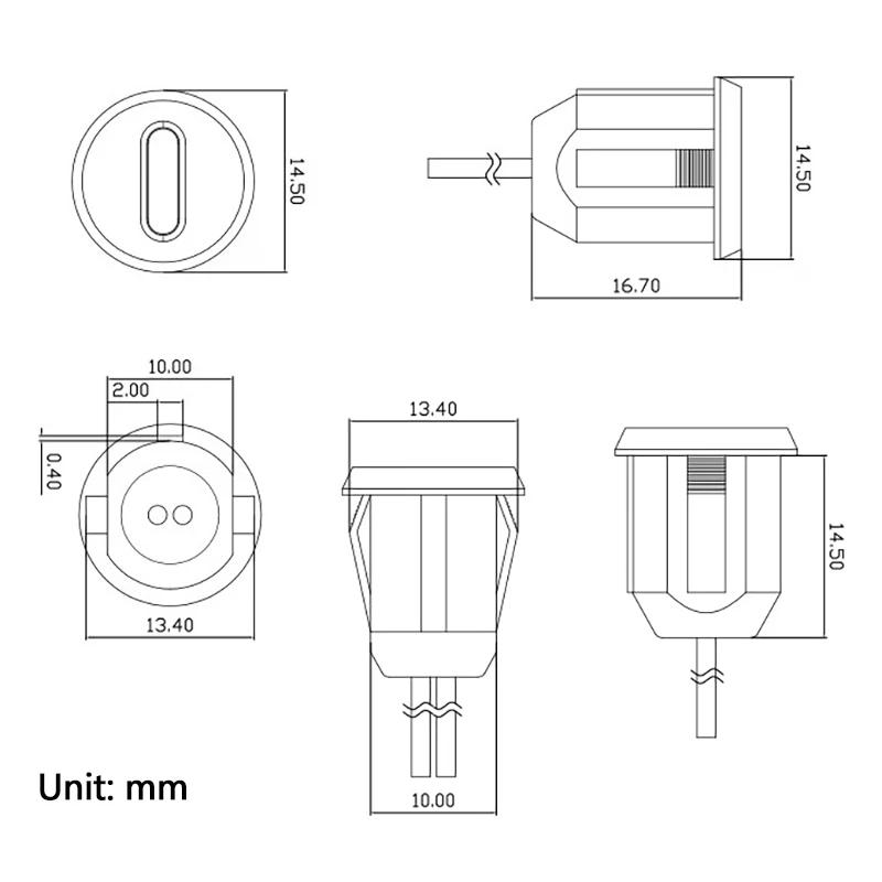 Type-c 2P Впрыск клея Сварка прямым давлением Проводной тип Разъем USB-мама Адаптер Type-c Водонепроницаемая база-мама