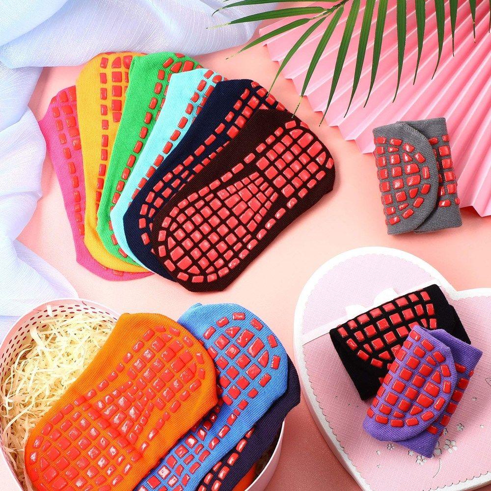 Цветные липкие носки-грипперы для женщин и мужчин, противоскользящие носки с фиксацией на лодыжке, носки с гриппами, носки для йоги, нескользящие