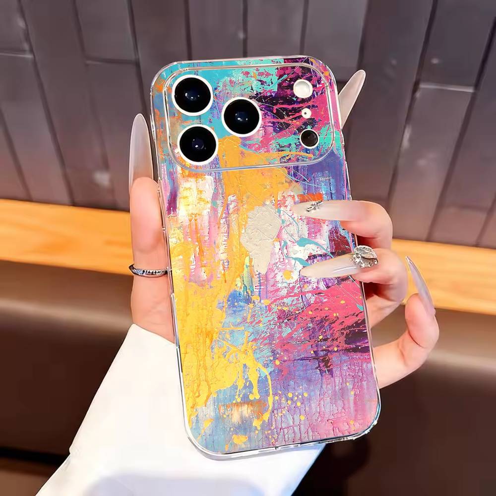 Trendy Abstract Phone Case For iPhone17,16,15,14,13,12,11 Plus,Pro Max Soft Transparent Cover