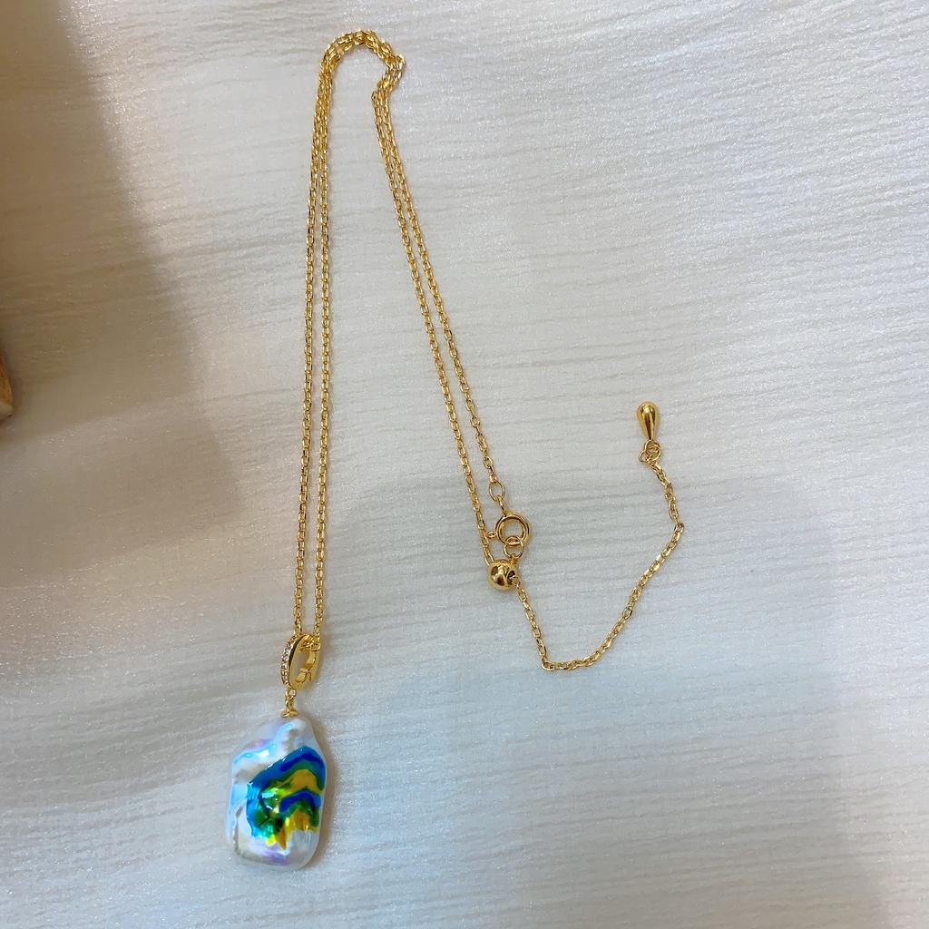 Винтажная масляная живопись, кулон из натурального пресноводного жемчуга, ожерелье из изысканного жемчуга, женское, в средневековом стиле, легкая роскошь, уникальное женское